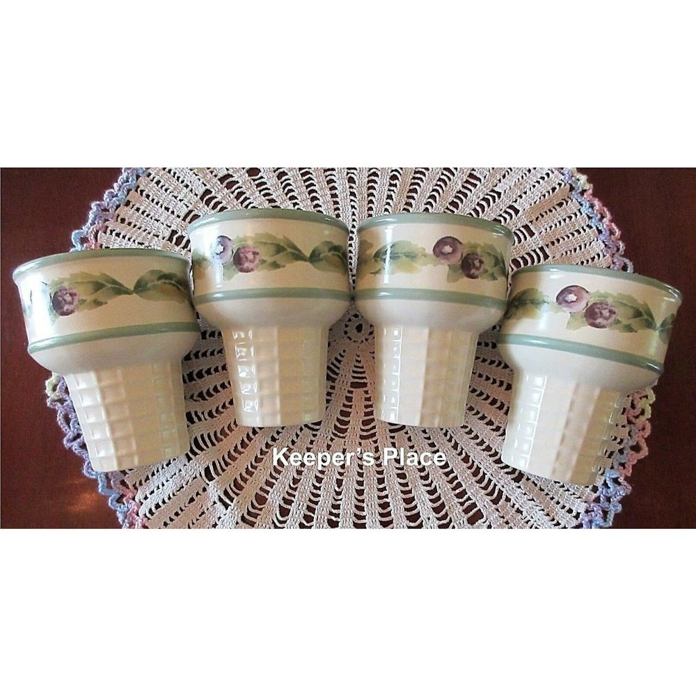 Pfaltzgraff JAMBERRY Berries Ice Cream Cone Dish Fruit Set Of 4 Mint Condition